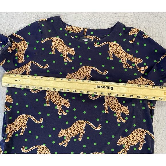 Maeve Sz L Navy Blue Big Cat Leopard Graphic Round Bottom Top-READ - Picture 10 of 11